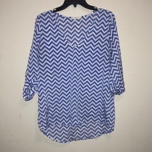 Blue and white chevron hi-lo tunic